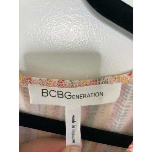 BCBGeneration Abstract Striped Twist Front Romper Multi Rainbow Boho Women M - Picture 5 of 12